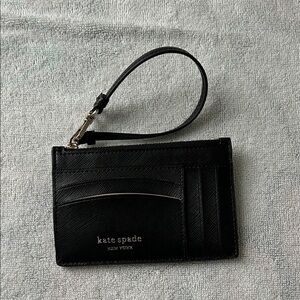 Kate Spade Black Leather Card Holder with key fob